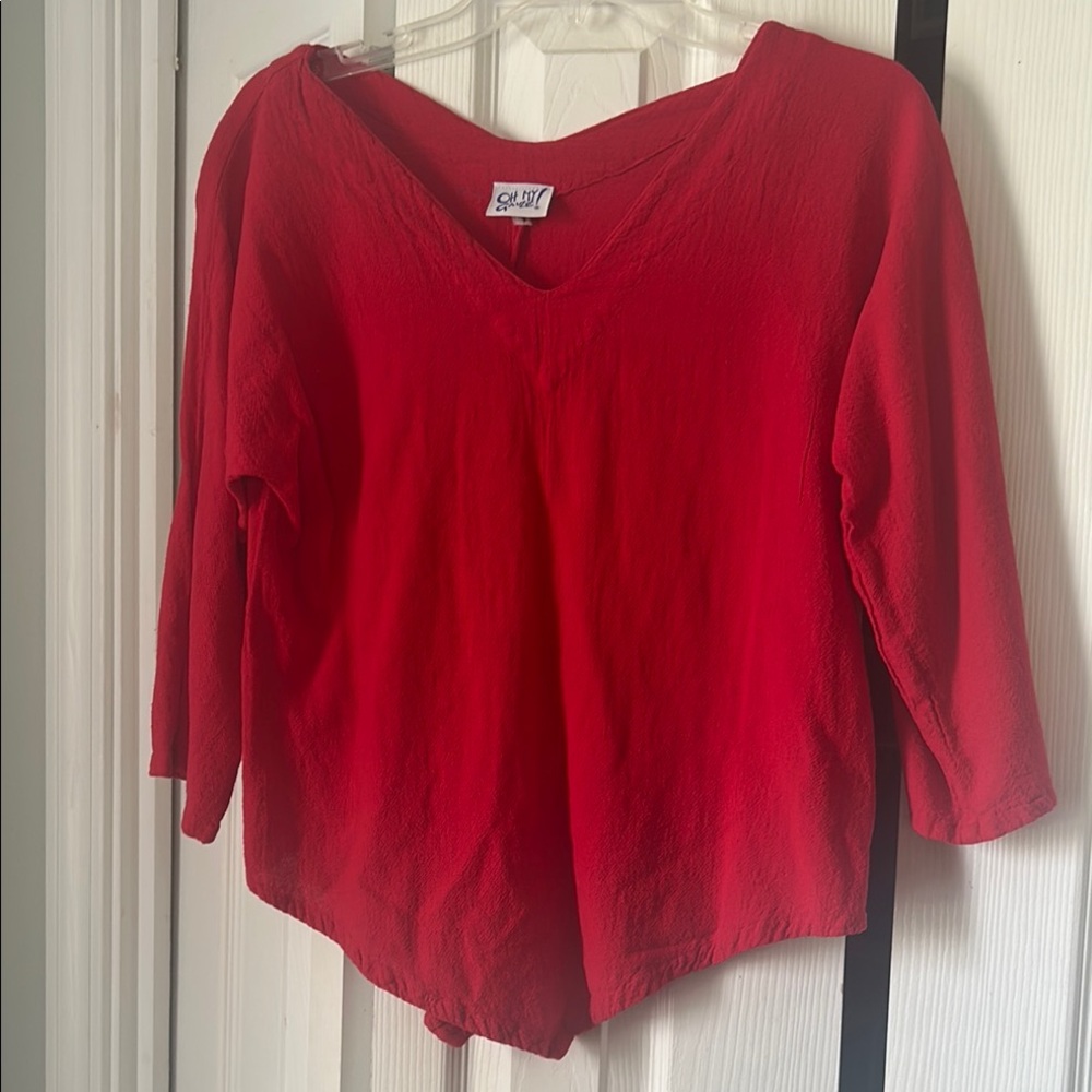 Chic Red V-Neck Top by Coldwater Creek